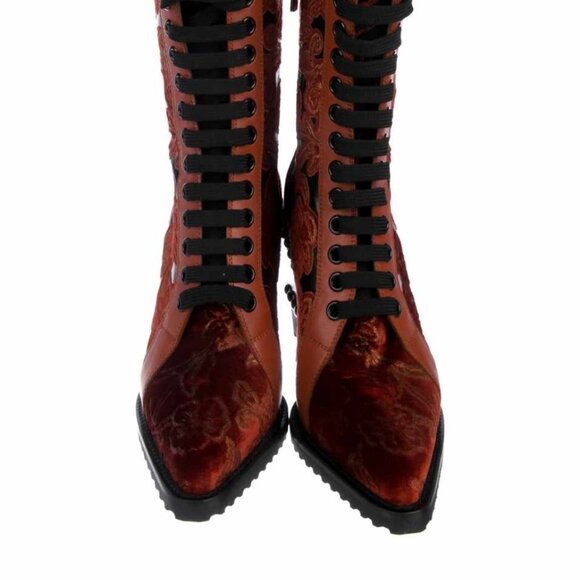 Chloe - Rylee Baroque Velvet Combat Boot U.S size 10 - Picture 7 of 16